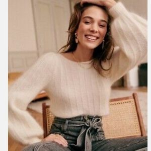 Sezane White Aretha Sweater Size Medium